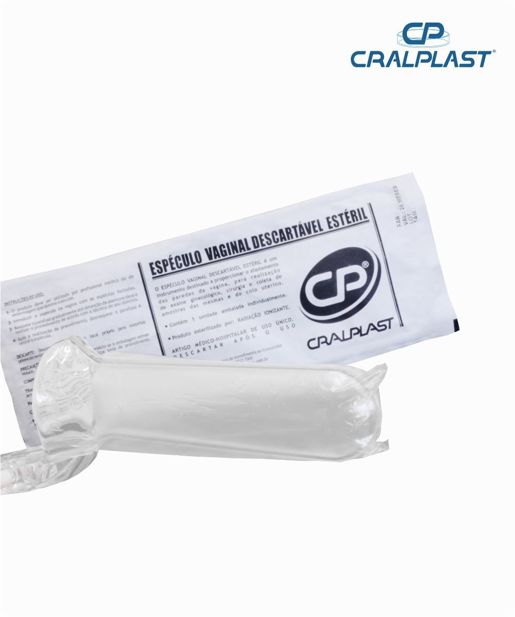 Espéculo vaginal descartável lubrificado estéril médio